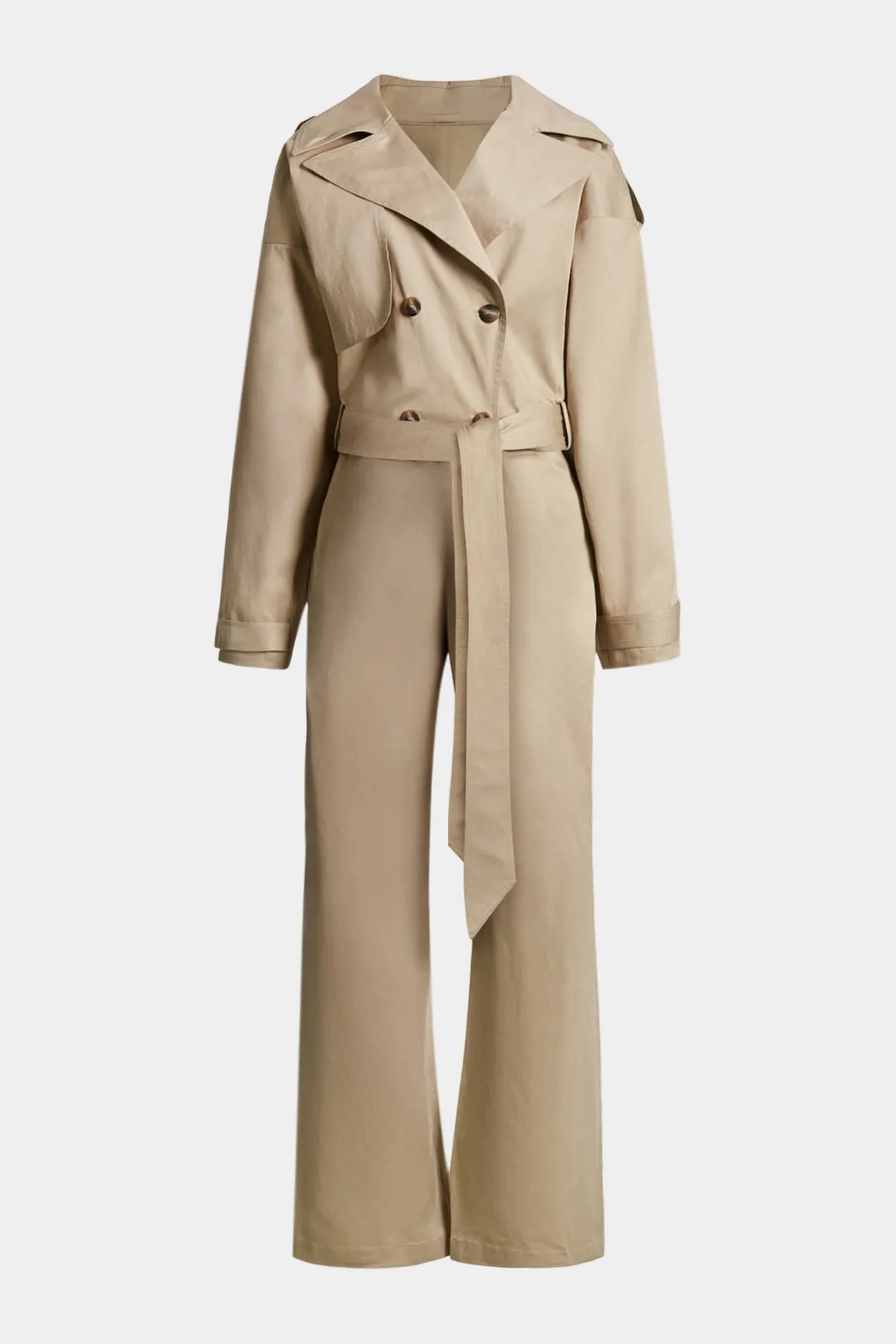 Button Belted Long Sleeve Jumpsuit sold by Micas