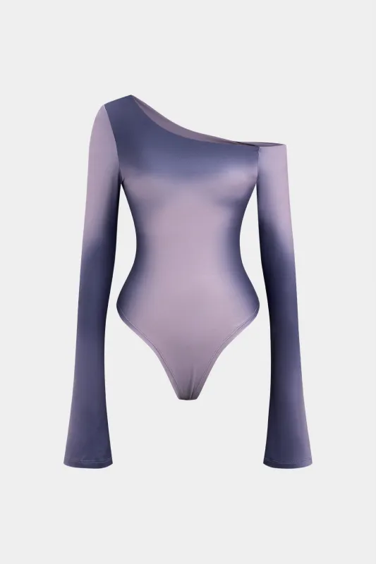 Tie Dye Print One Shoulder Long Sleeve Bodysuit sold by Micas