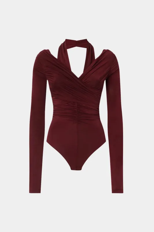 Halter Neck Twist Knot Long Sleeve Bodysuit sold by Micas