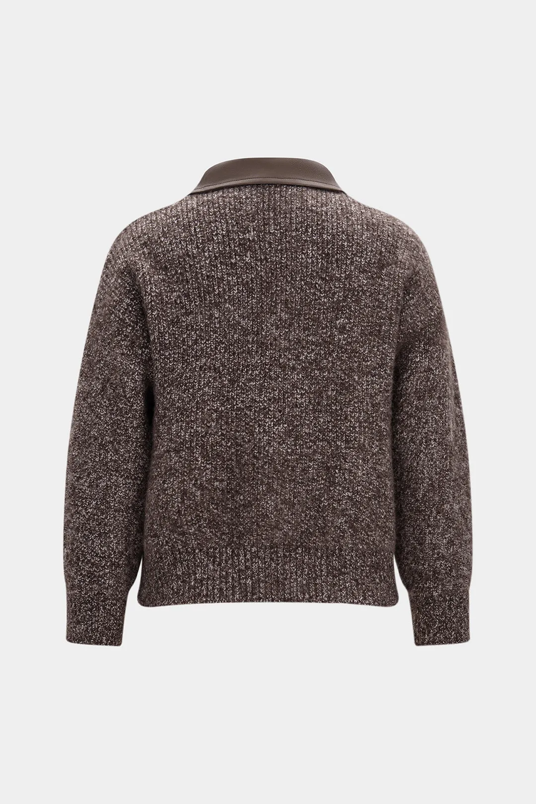 Knit Patchwork Zipper Collar Cardigan sold by Micas product image thumbnail 3