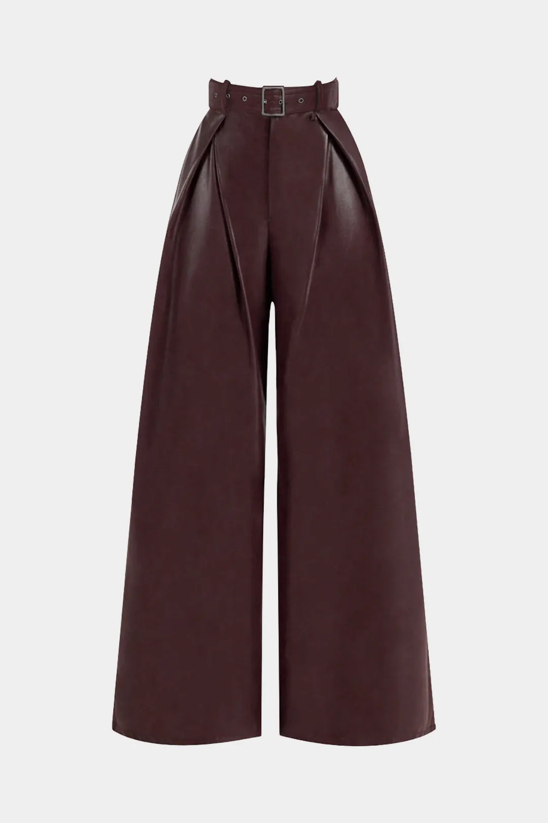Faux Leather Belted Ruched Wide Leg Pants sold by Micas