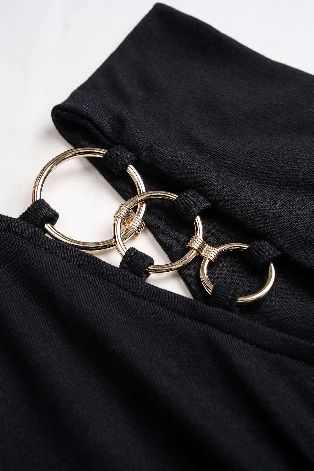 Metallic Ring Asymmetrical Long-Sleeve Top sold by Micas product image thumbnail 3