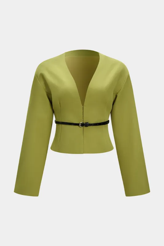 V-Neck Belted Cropped Top sold by Micas