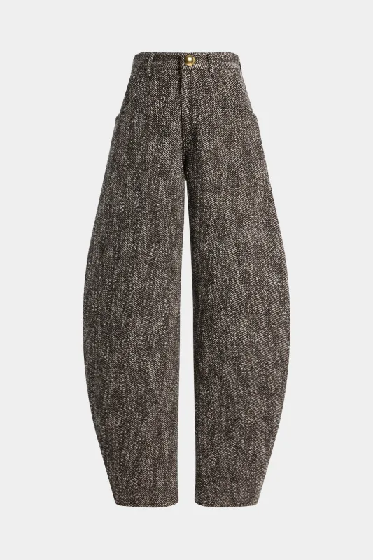 Woolen Metallic Button Pocket Pants made by Micas