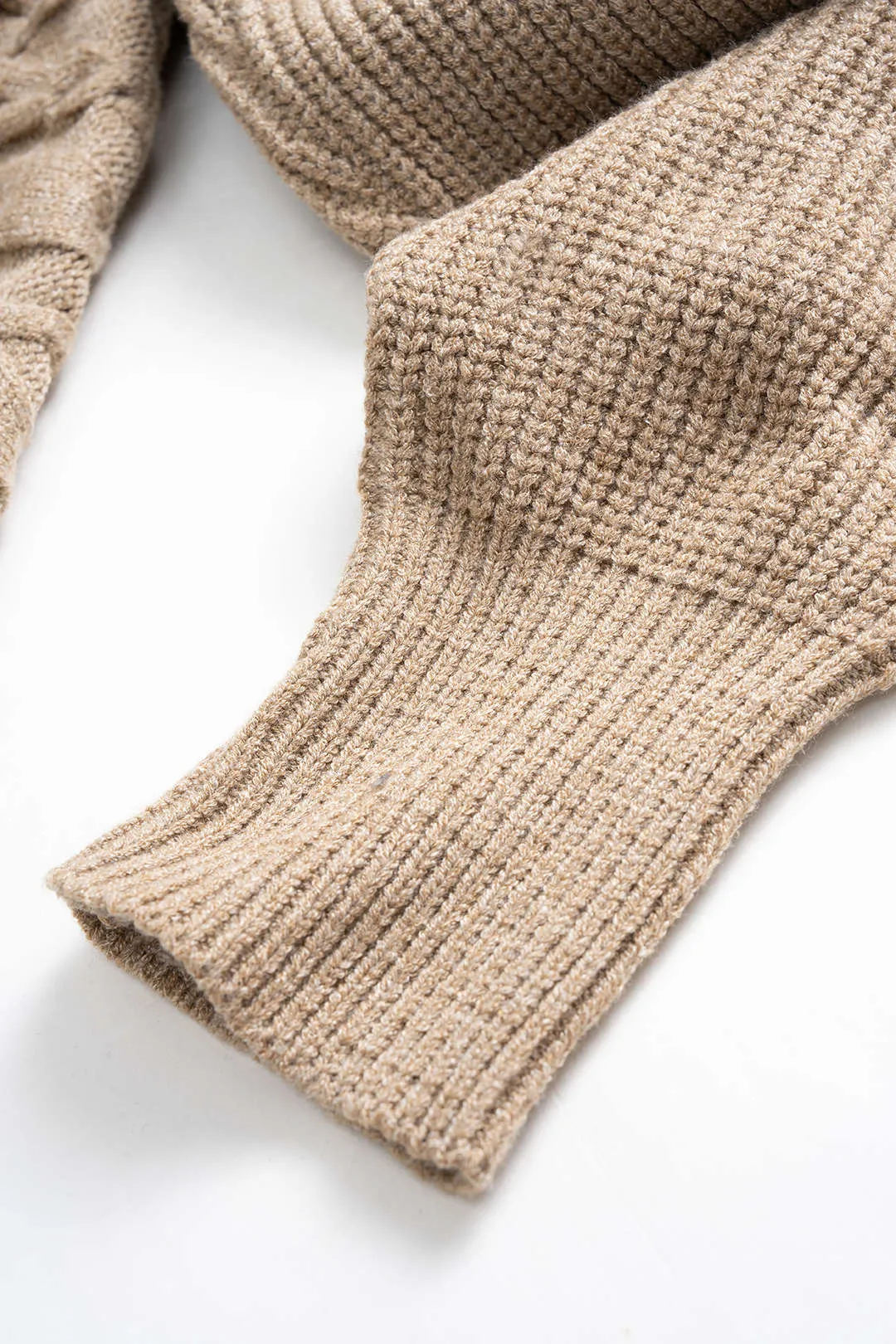 Cable Knit Crossed V-Neck Long-Sleeve Top sold by Micas product image thumbnail 4