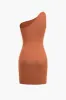 Solid Ruched One Shoulder Slit Asymmetrical Mini Dress sold by Micas