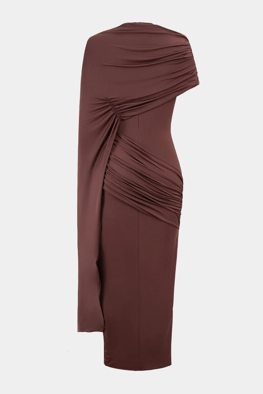 Ruched Asymmetrical Short-Sleeve Midi Dress sold by Micas product image thumbnail 2