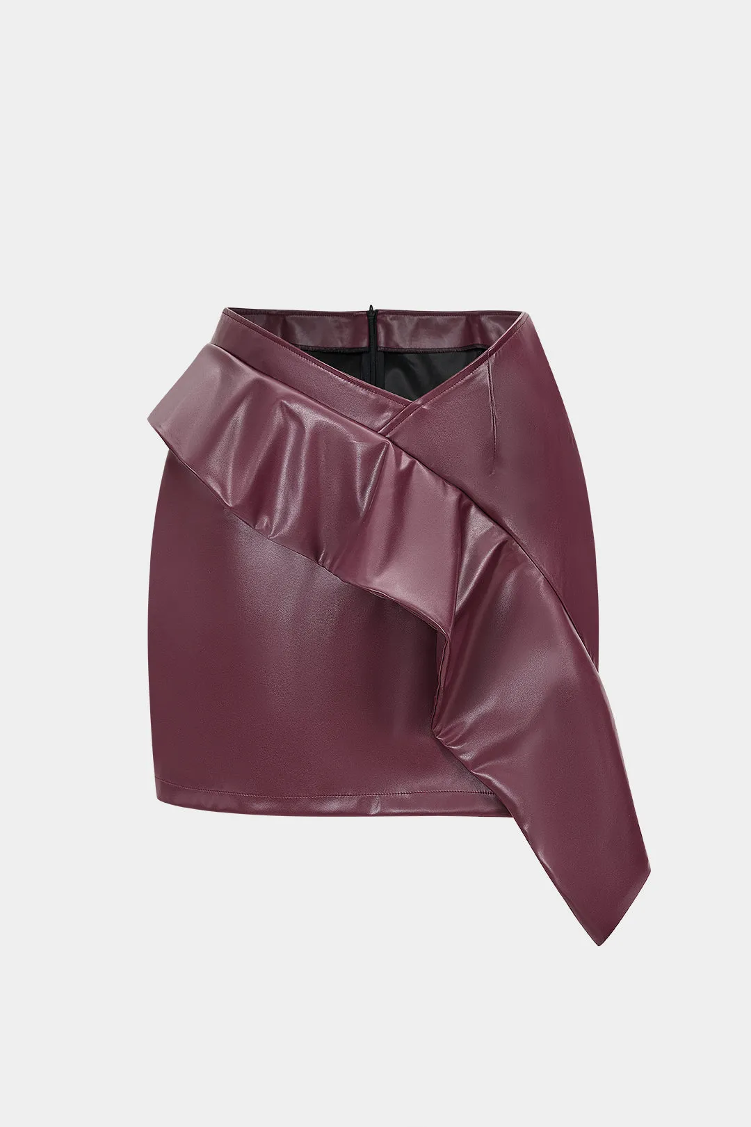 Faux Leather Ruched Zipper Skirt sold by Micas