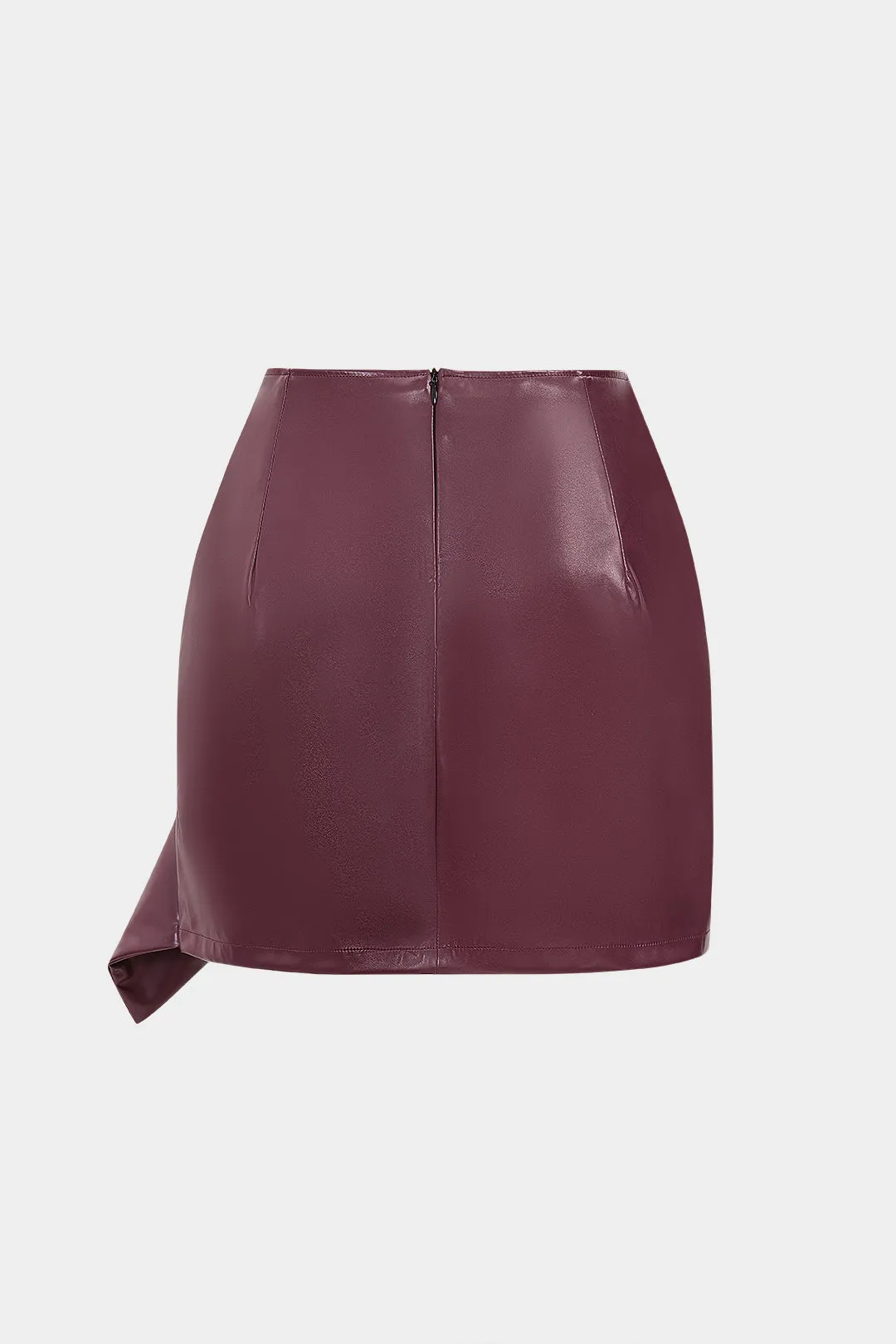 Faux Leather Ruched Zipper Skirt sold by Micas product image thumbnail 2
