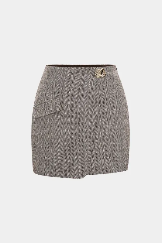 Asymmetrical Pocket Button Skirt sold by Micas