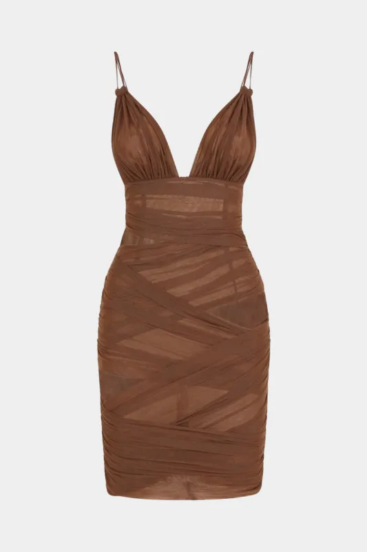 Mesh Ruched Sleeveless Mini Dress sold by Micas