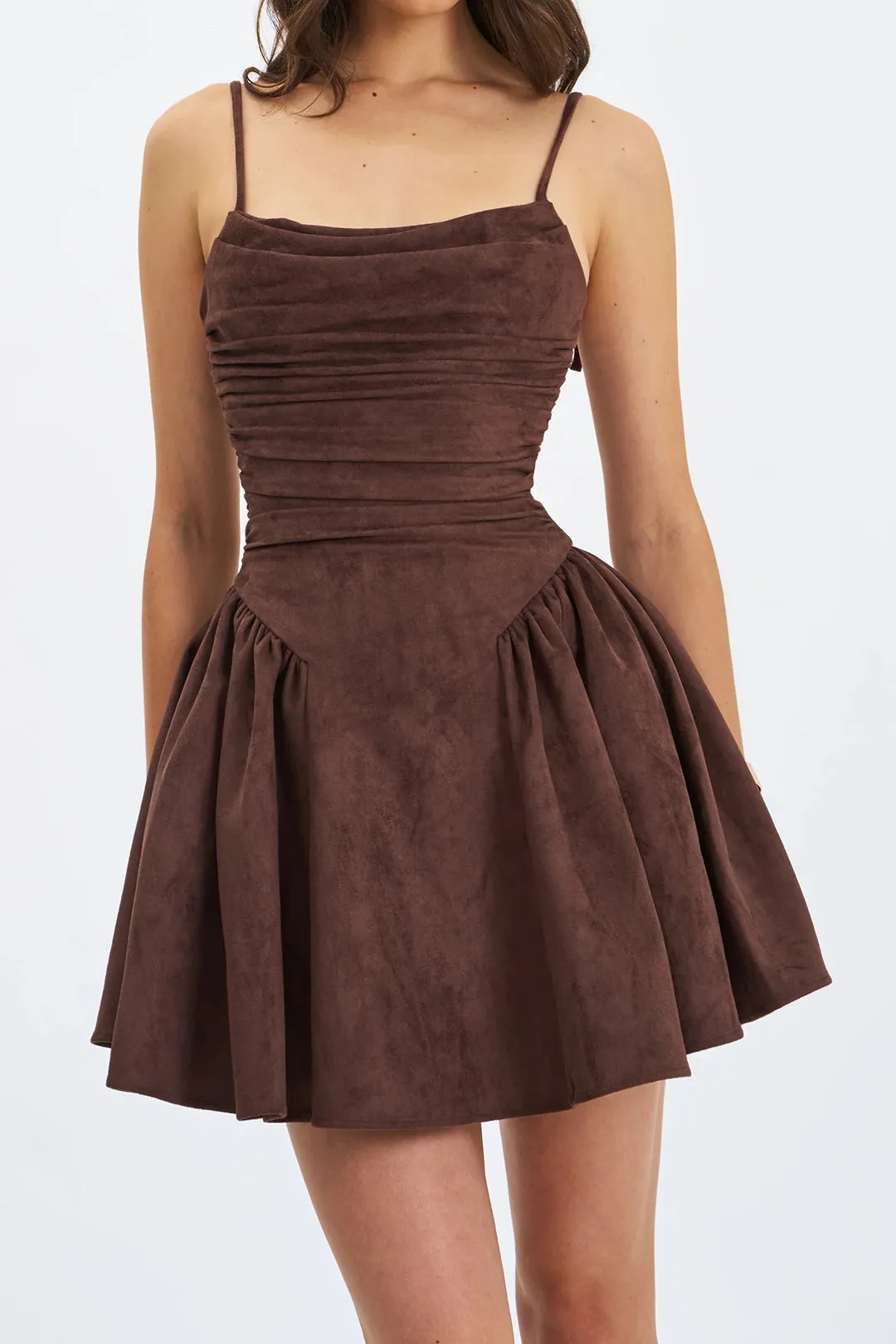 Suede Ruched Sleeveless Mini Dress sold by Micas