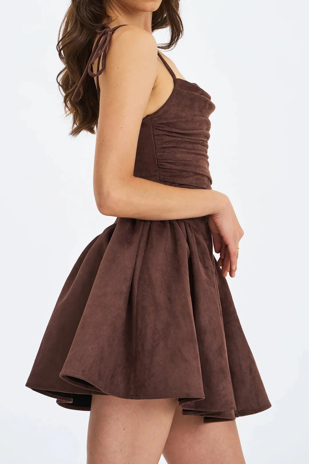 Suede Ruched Sleeveless Mini Dress sold by Micas product image thumbnail 2