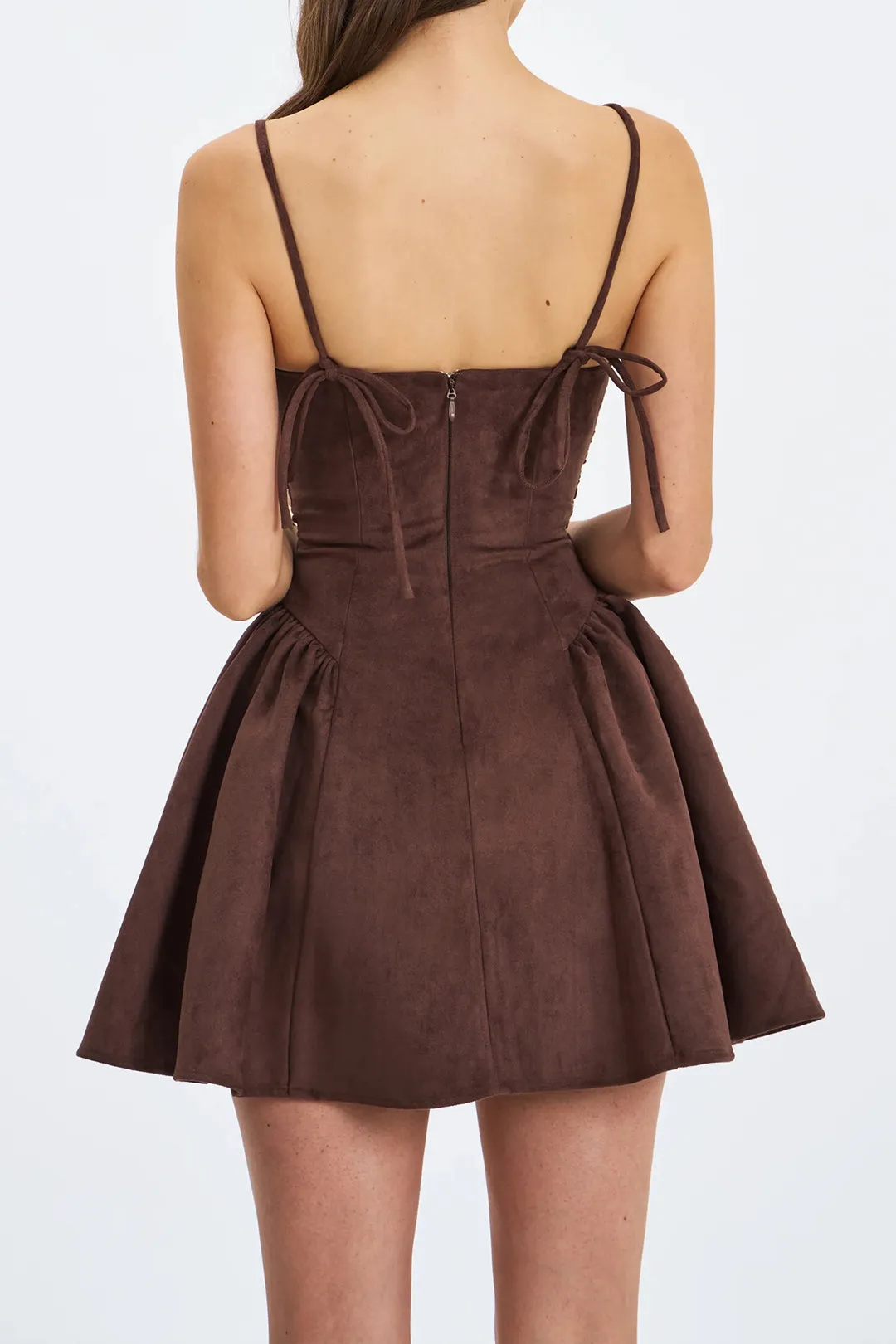 Suede Ruched Sleeveless Mini Dress sold by Micas product image thumbnail 3