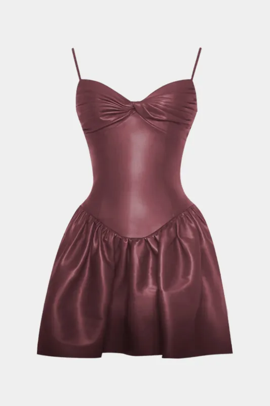 Faux Leather Twist Knot Sleeveless Midi Dress sold by Micas