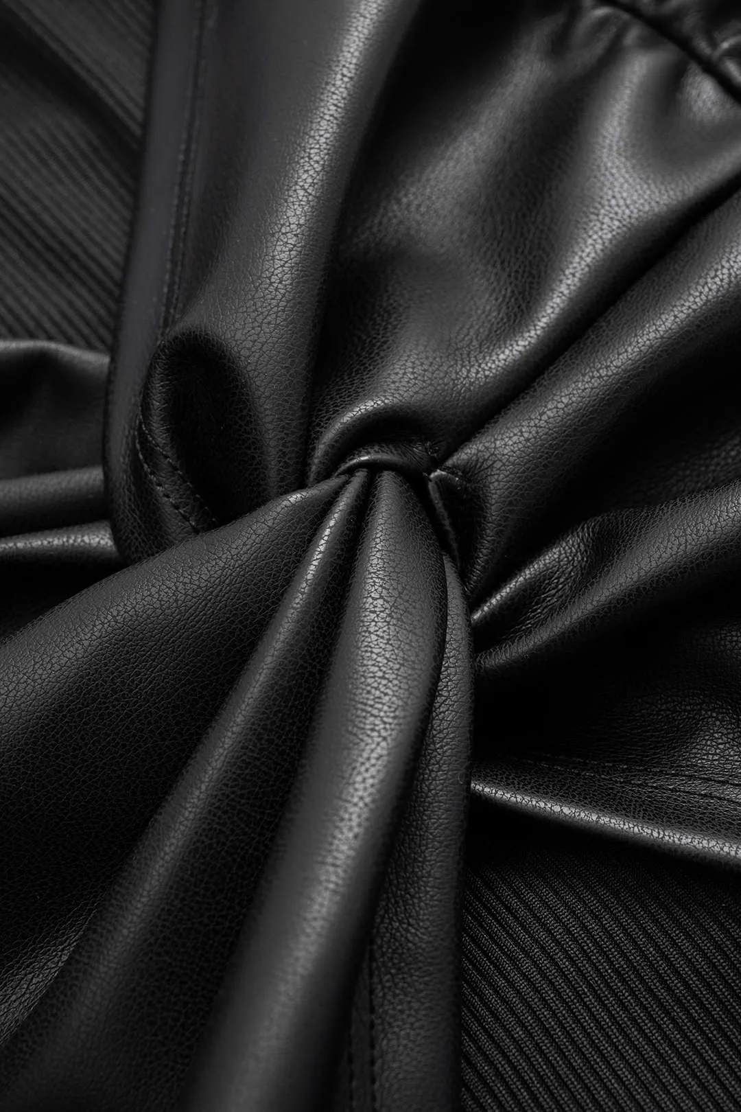 Faux Leather Patchwork Mock Neck Sleeveless Mini Dress sold by Micas product image thumbnail 5