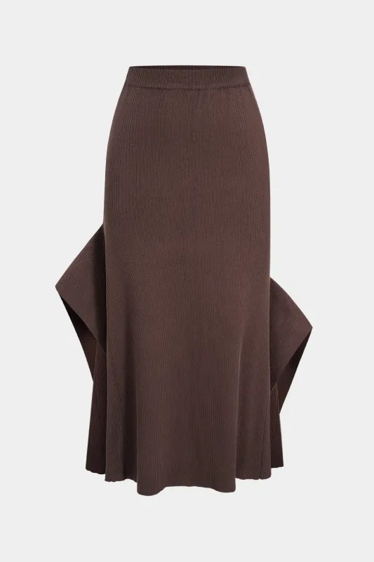 Knit Solid Asymmetrical Skirt sold by Micas
