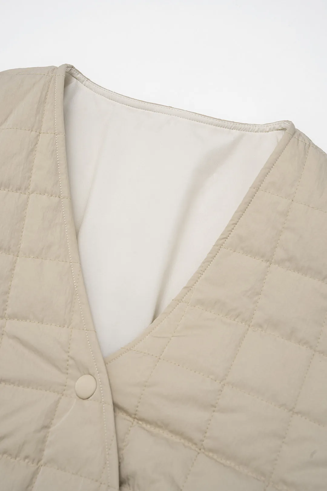 Stitching Detail Shirred Waistband V-Neck Asymmetrical Jacket sold by Micas product image thumbnail 3
