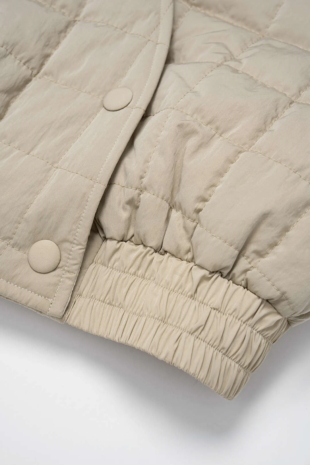 Stitching Detail Shirred Waistband V-Neck Asymmetrical Jacket sold by Micas product image thumbnail 4