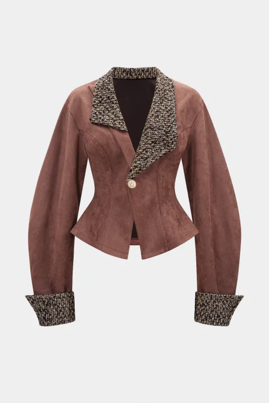 Suede Patchwork Metallic Button Blazer sold by Micas
