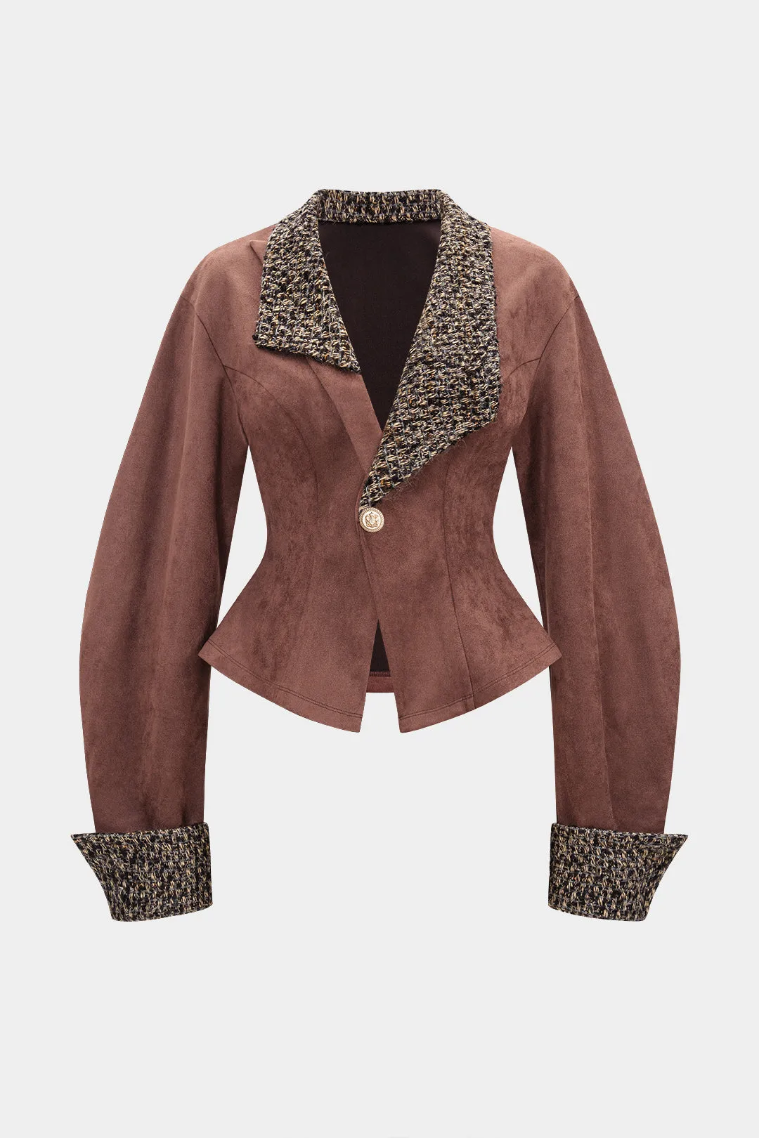 Suede Patchwork Metallic Button Blazer sold by Micas