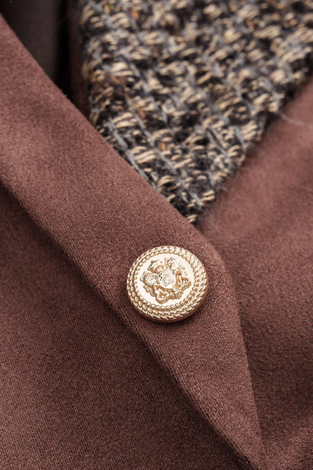 Suede Patchwork Metallic Button Blazer sold by Micas product image thumbnail 3