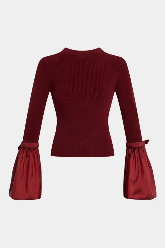 Satin Patchwork Long-Sleeve Top sold by Micas