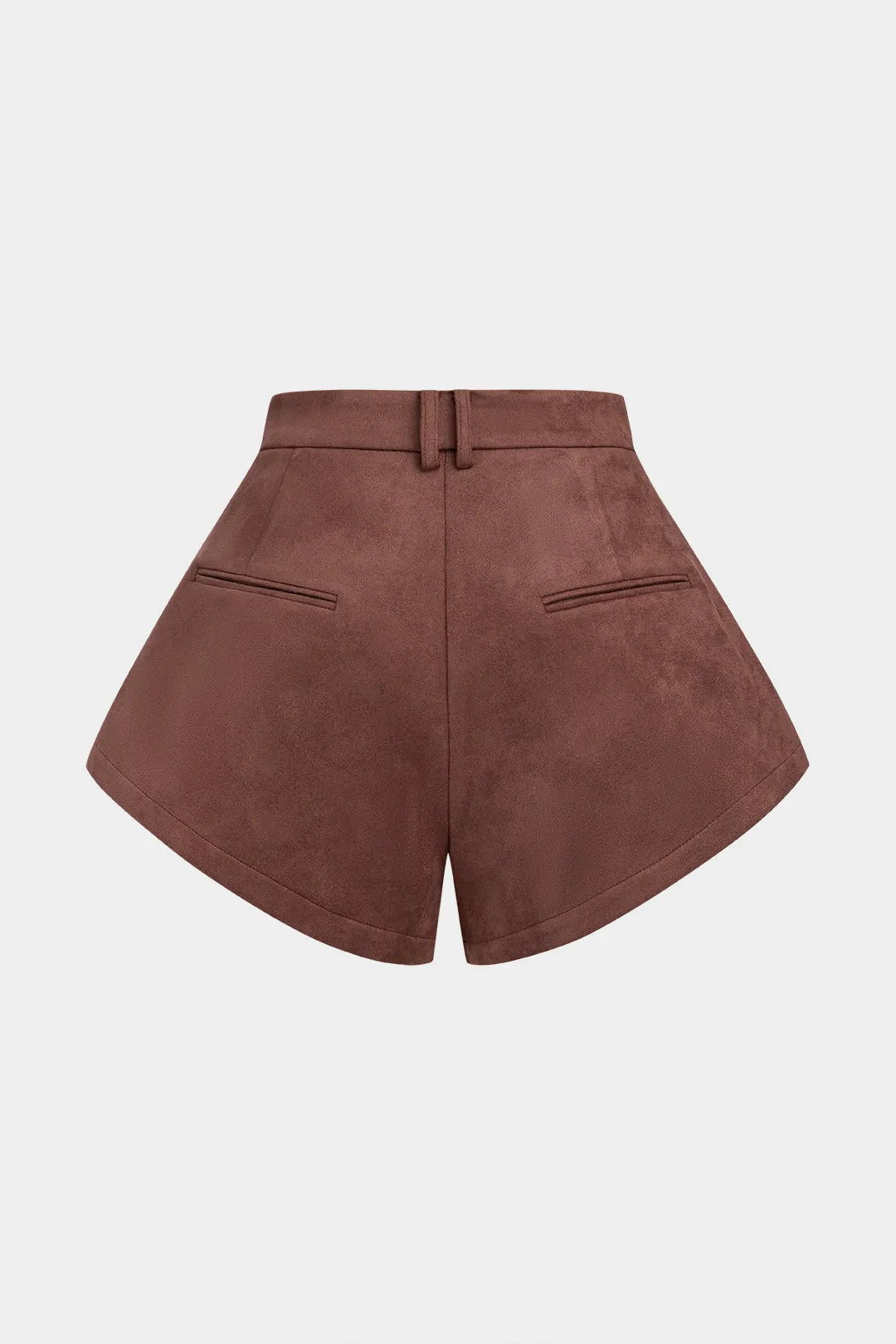Suede Patchwork Zipper Fake Pocket Shorts sold by Micas product image thumbnail 2
