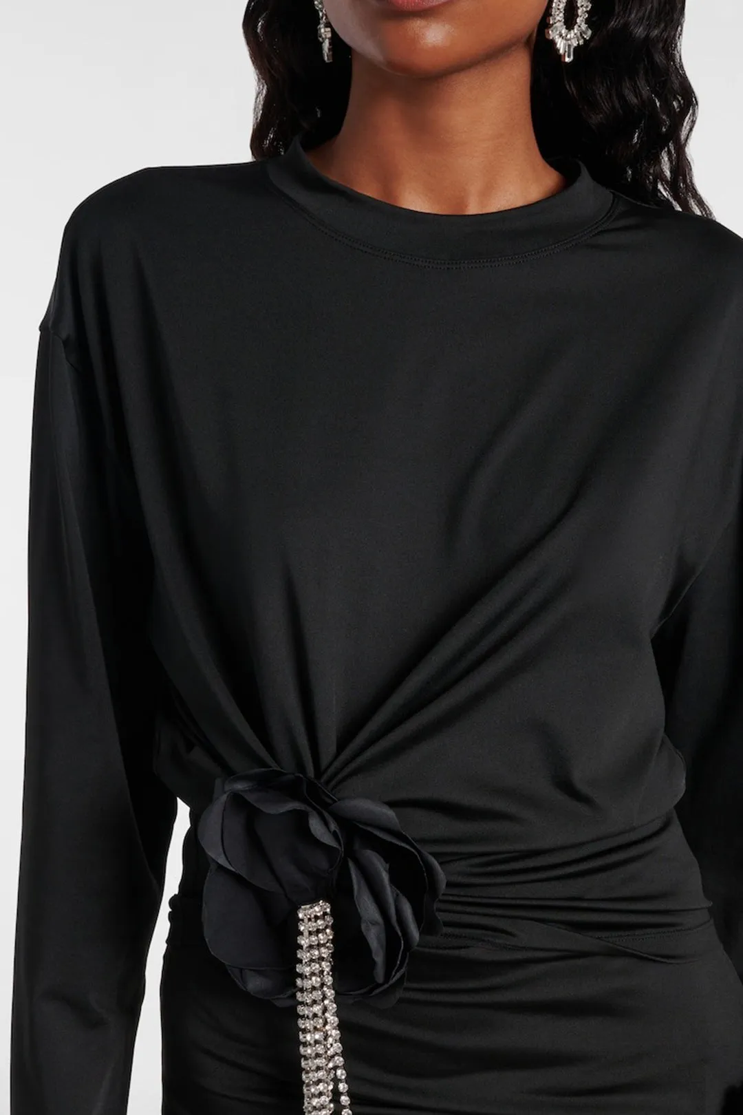 3D Flower Decor Round Neck Ruched Long Sleeve Sweatshirt sold by Micas product image thumbnail 2