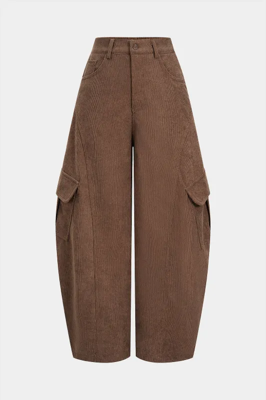 Corduroy High Waist Straight Leg Pants sold by Micas