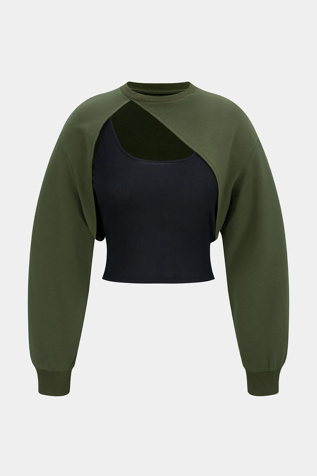 Contrast Cut Out Asymmetrical Long Sleeve Sweatshirt sold by Micas