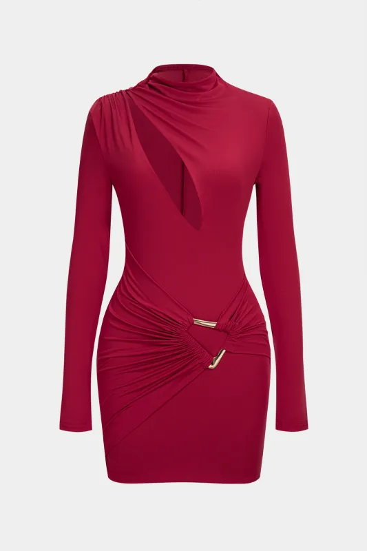 Metallic Decor Cut Out Long Sleeve Mini Dress sold by Micas