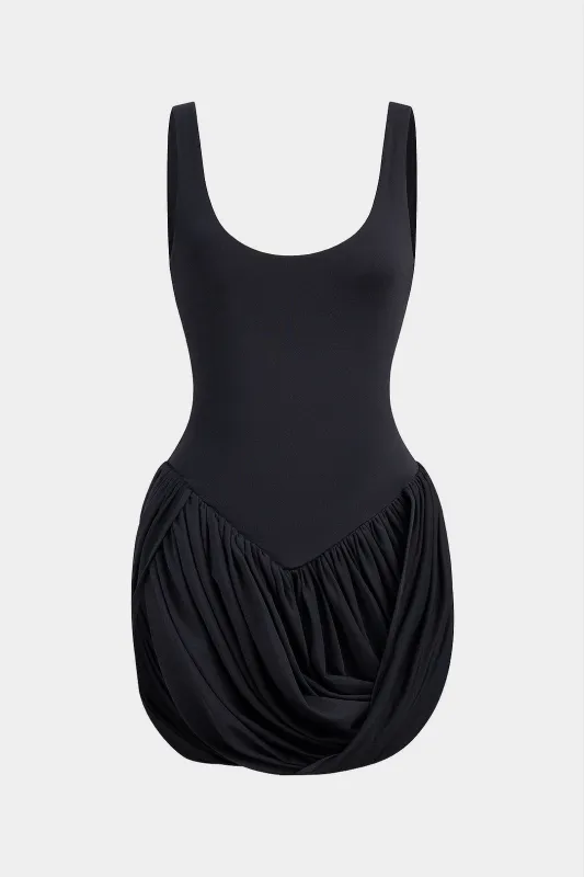 Asymmetrical Ruched High Waist Slip Long Sleeve Mini Dress sold by Micas