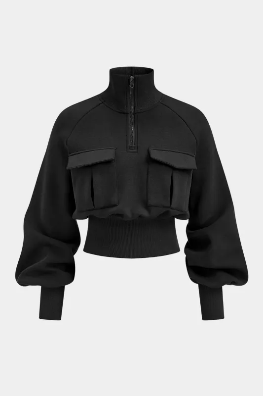 Stand Collar Pocket Zipper Sweatshirt sold by Micas