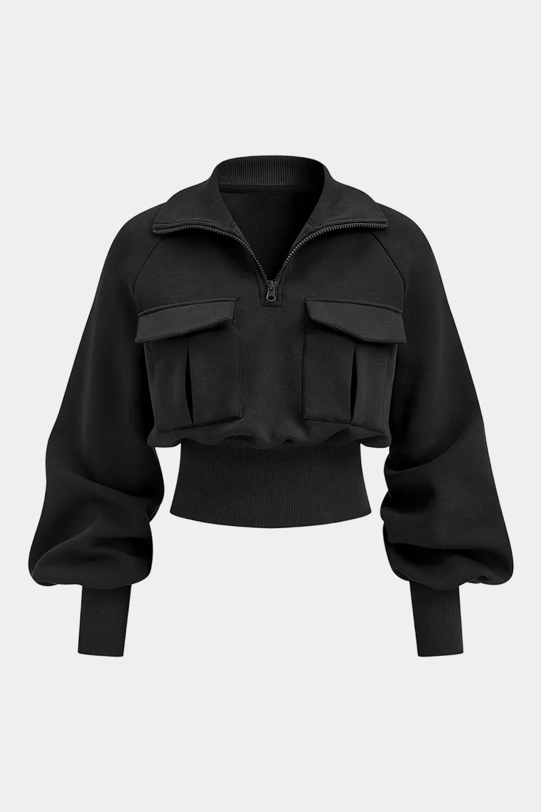 Stand Collar Pocket Zipper Sweatshirt sold by Micas product image thumbnail 2