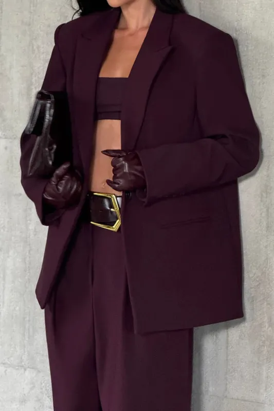 Solid Notched Lapel Shoulder Pads Blazer sold by Micas