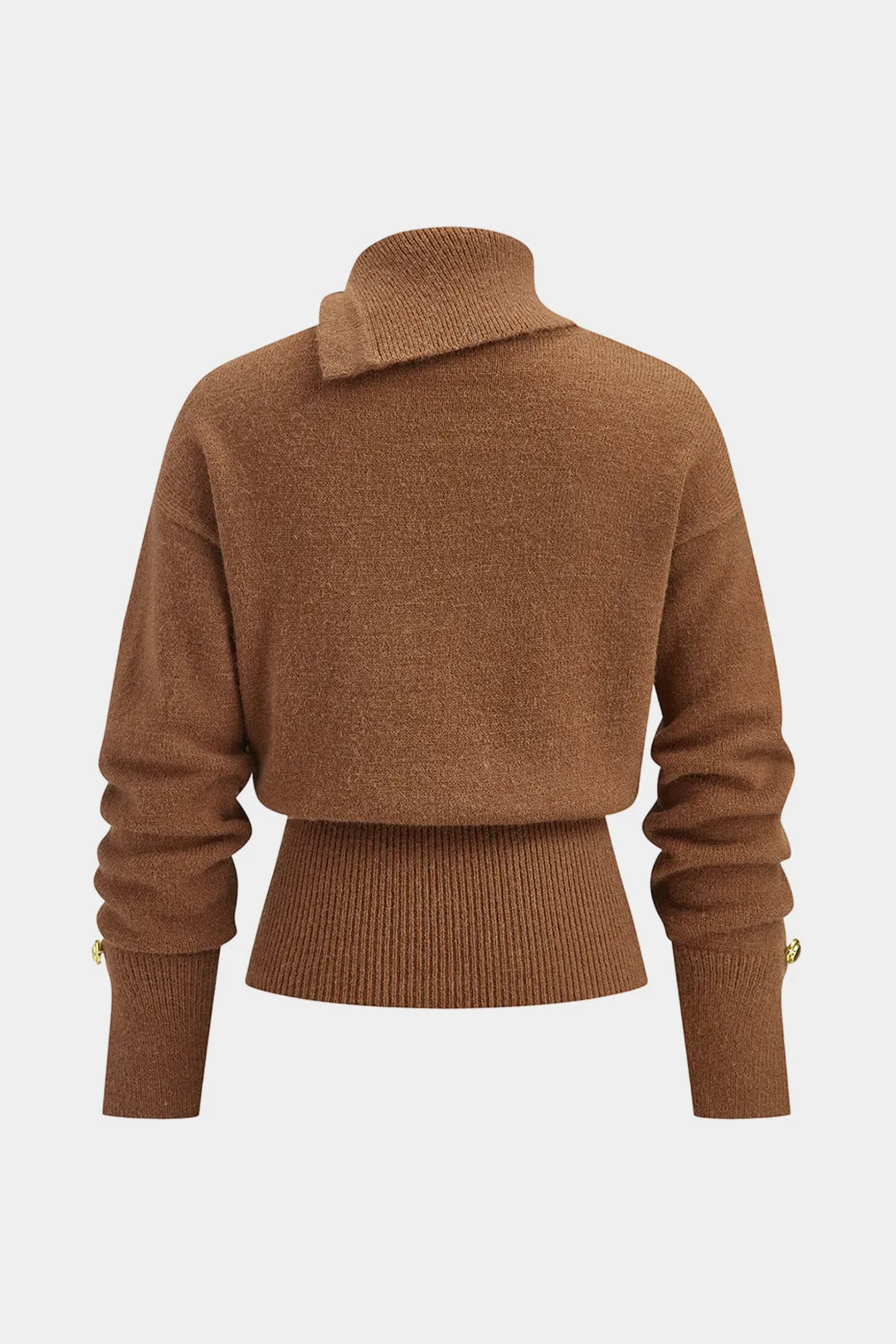 Knit Turtleneck Asymmetrical Long-Sleeve Top sold by Micas product image thumbnail 2