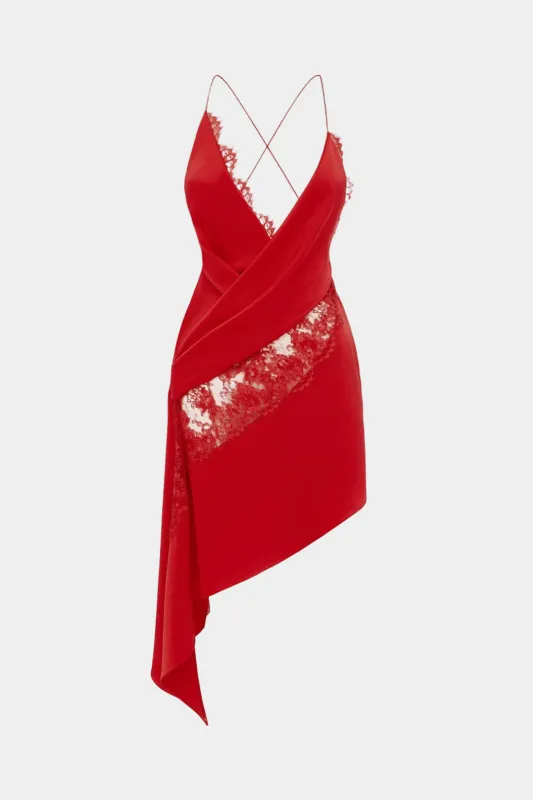 Lace Patchwork Asymmetrical Sleeveless Mini Dress sold by Micas