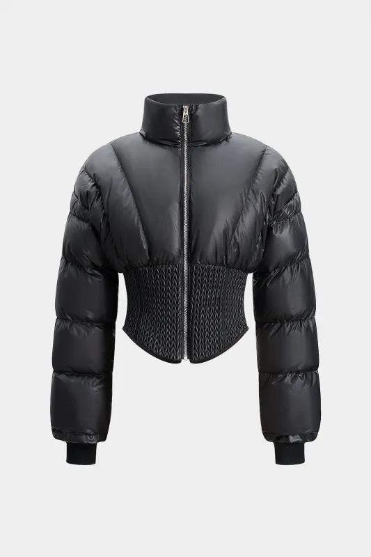 Stand Collar Waist-Cinching Puffer sold by Micas