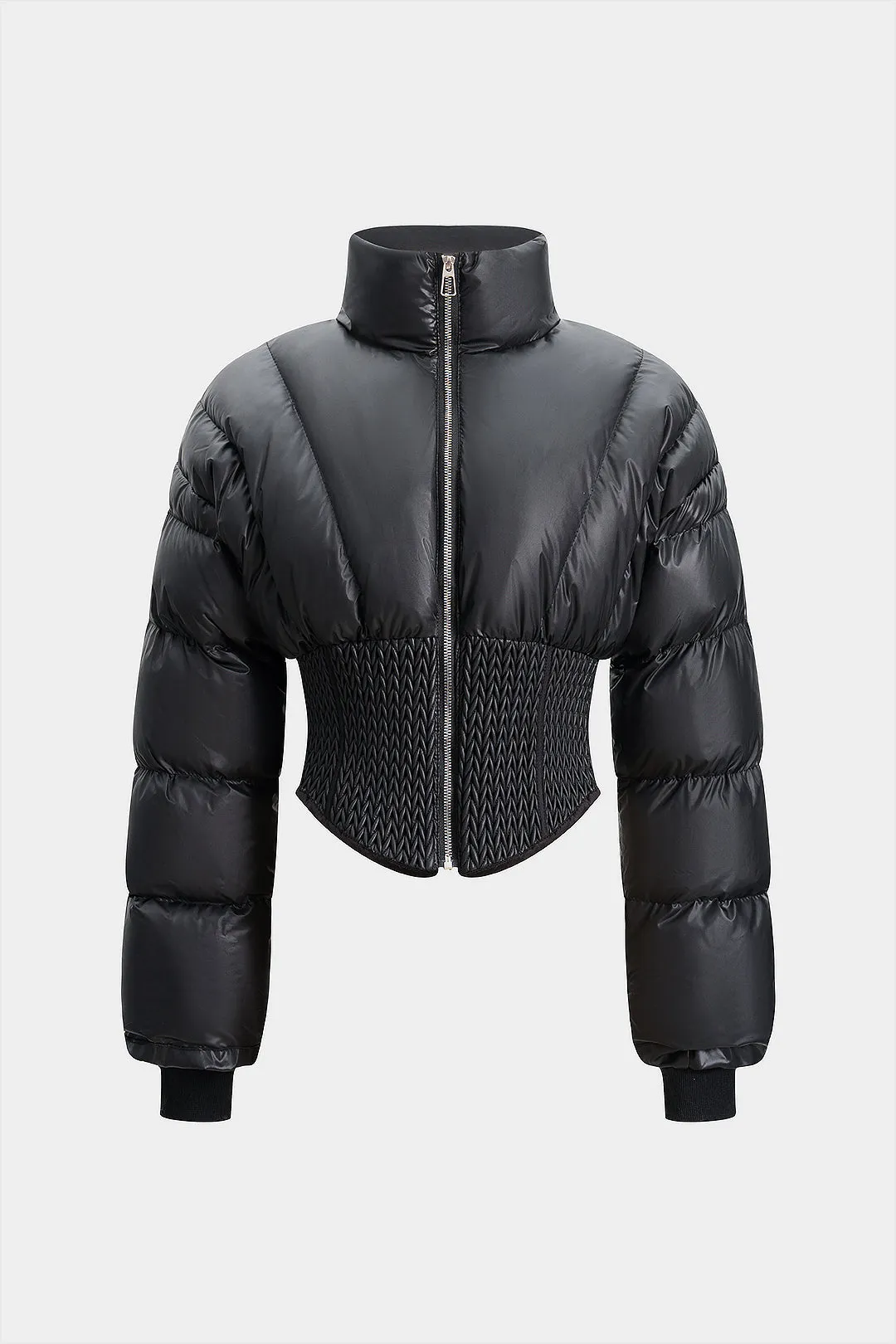 Stand Collar Waist-Cinching Puffer sold by Micas