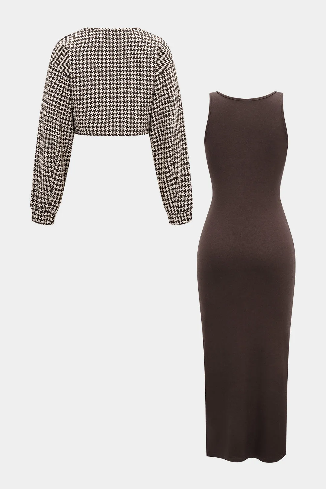 Asymmetrical Long Sleeve Top And Sleeveless Bodycon Dress Set sold by Micas product image thumbnail 2