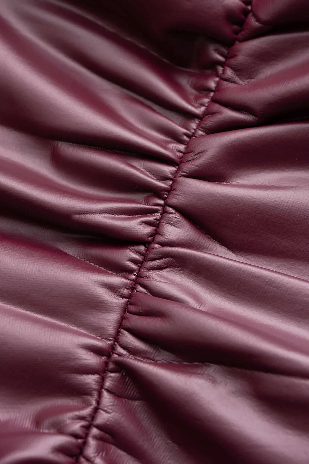 Faux Leather Patchwork Round Neck Ruched Long Sleeve Mini Dress sold by Micas product image thumbnail 3