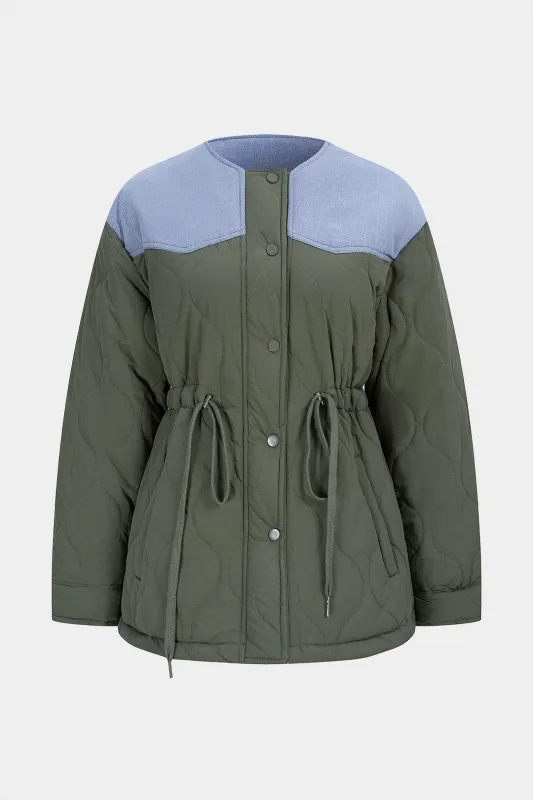 Quilted Patchwork Puffer sold by Micas