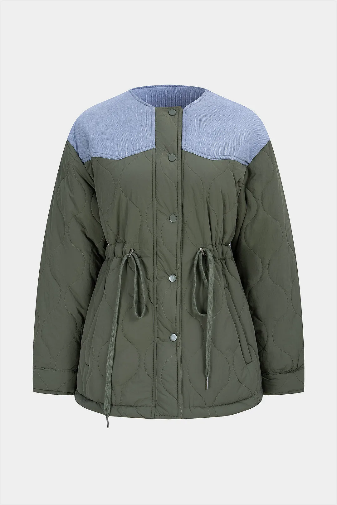 Quilted Patchwork Puffer sold by Micas