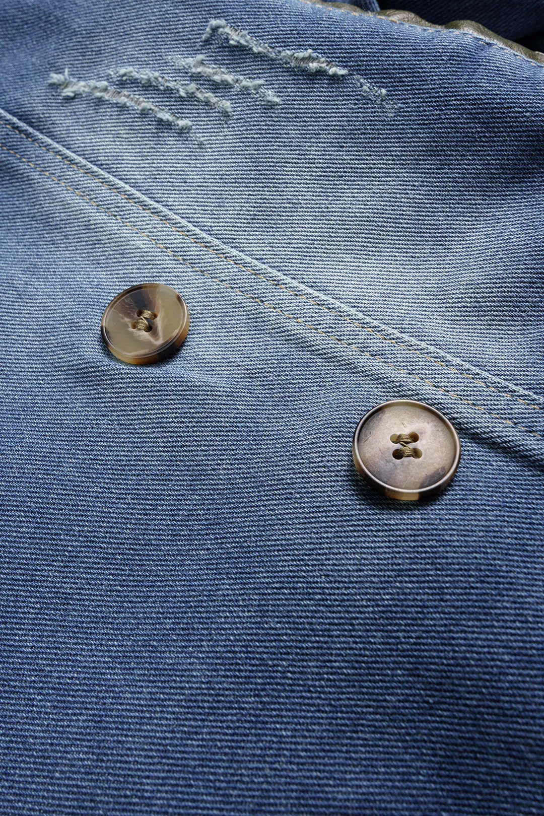 Denim Patchwork Distressed Belted Outerwear sold by Micas product image thumbnail 5