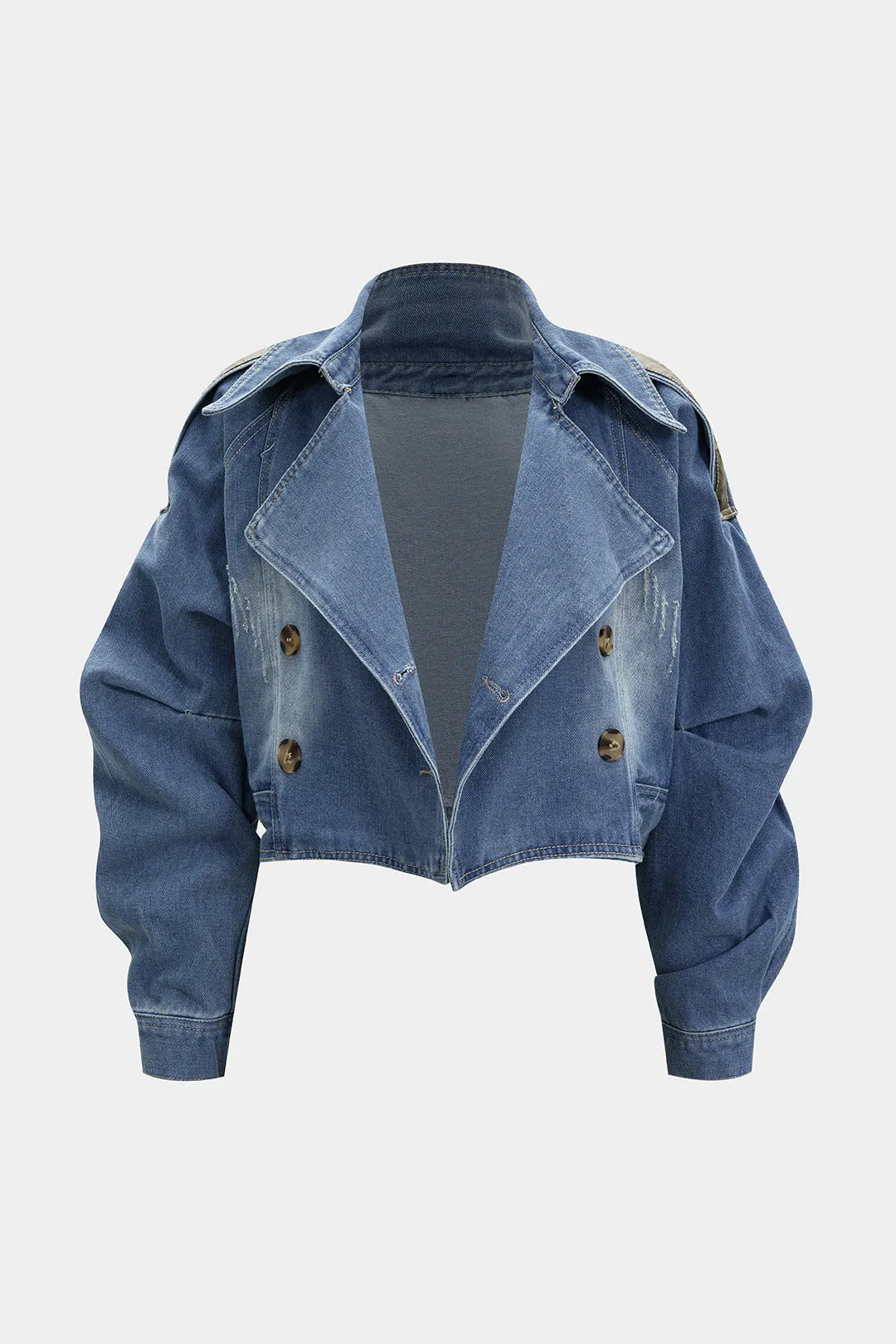 Denim Patchwork Distressed Belted Outerwear sold by Micas product image thumbnail 3