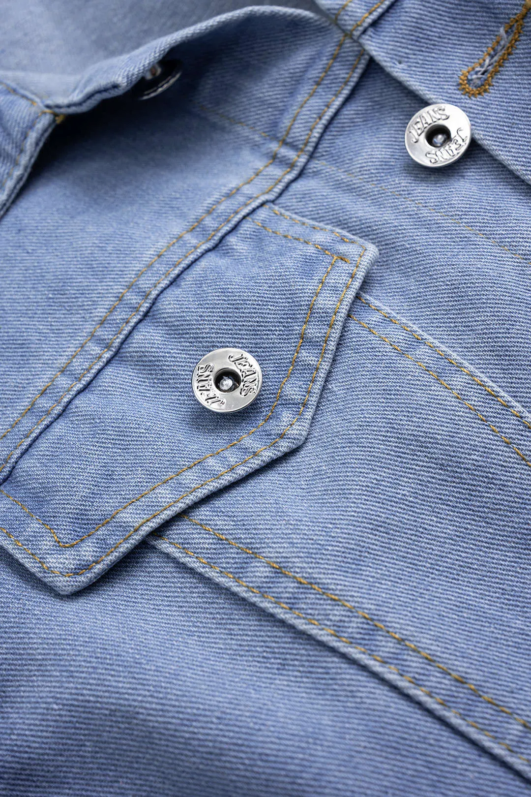 Denim Button Belted Long Sleeve Romper sold by Micas product image thumbnail 4