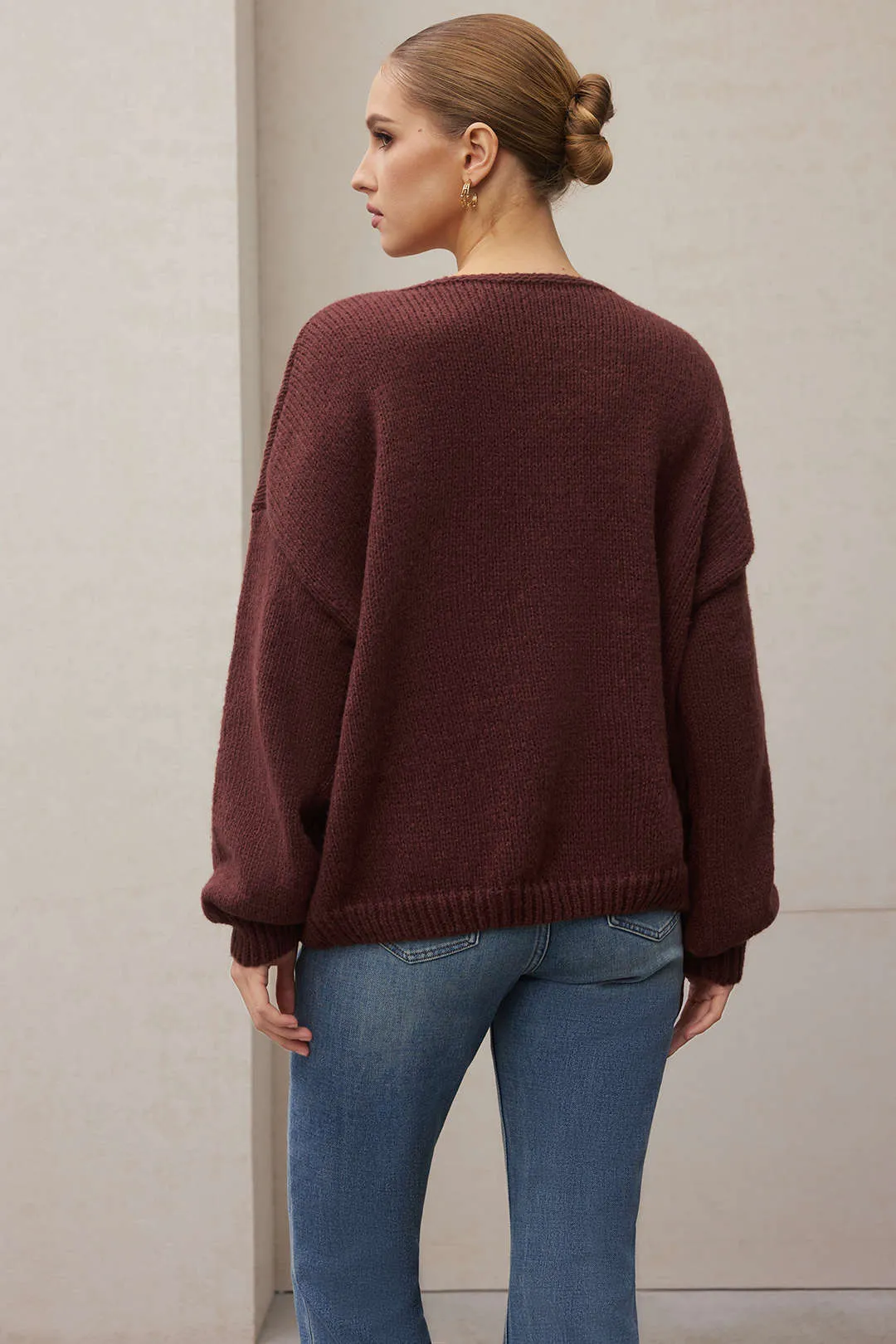 Knit Round Neck Tie-Up Cardigan sold by Micas product image thumbnail 2