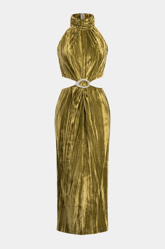 Velvet Cut Out Sleeveless Maxi Dress sold by Micas