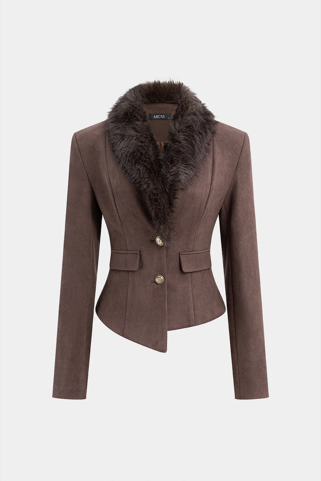 Suede Patchwork Faux Fur Blazer sold by Micas